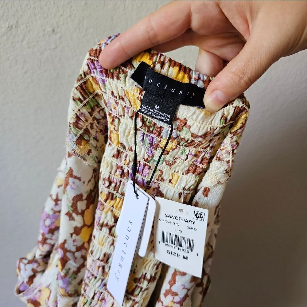 NWT Sanctuary V-Neck Cropped Blouse With Drawstring Medium - Picture 6 of 9